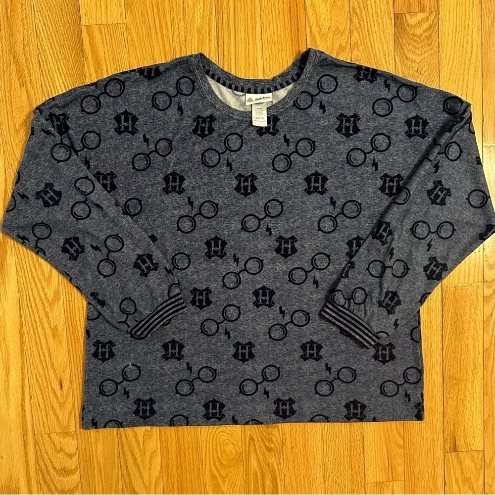 Wizarding World Of Harry Potter Womens sz XL Blue Sweater Top Long Sleeve Crop